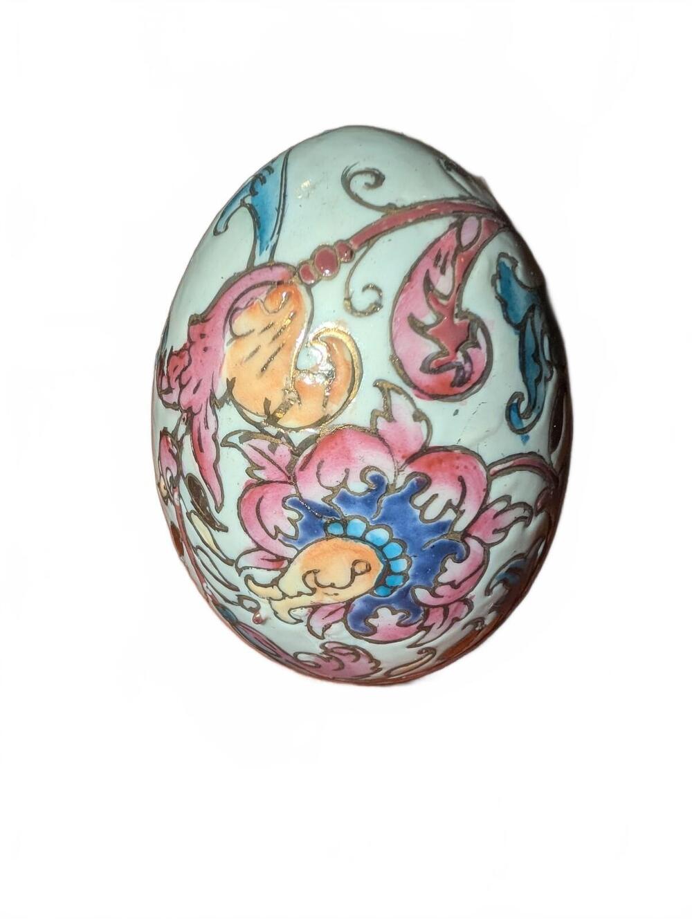 Decorative Ceramic Egg with Floral Design